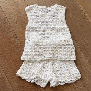 Zara white crochet set tank and shorts girls size 6